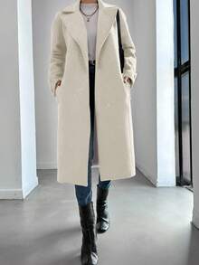 EURMUSE Women'S Woolen Coat With Pointed Lapel Collar