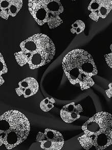 EMERY ROSE 大码女装日常休闲度假粉色V领小飞袖节日风万圣节骷髅图案宽松衬衫女士夏装女士度假服装女士夏装女士外出上衣可爱夏季上衣女士夏装 - 黑與白 - 查看 5