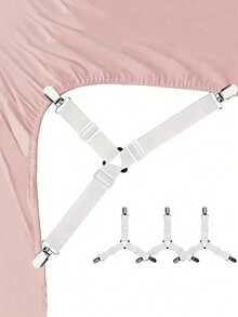 SHEIN 4pcs Adjustable Bed Sheet Fasteners, Triangular Bed Sheet Clips, Blanket Anti-Slip Fixers, Suitable For Bedsheet, Sofa Covers