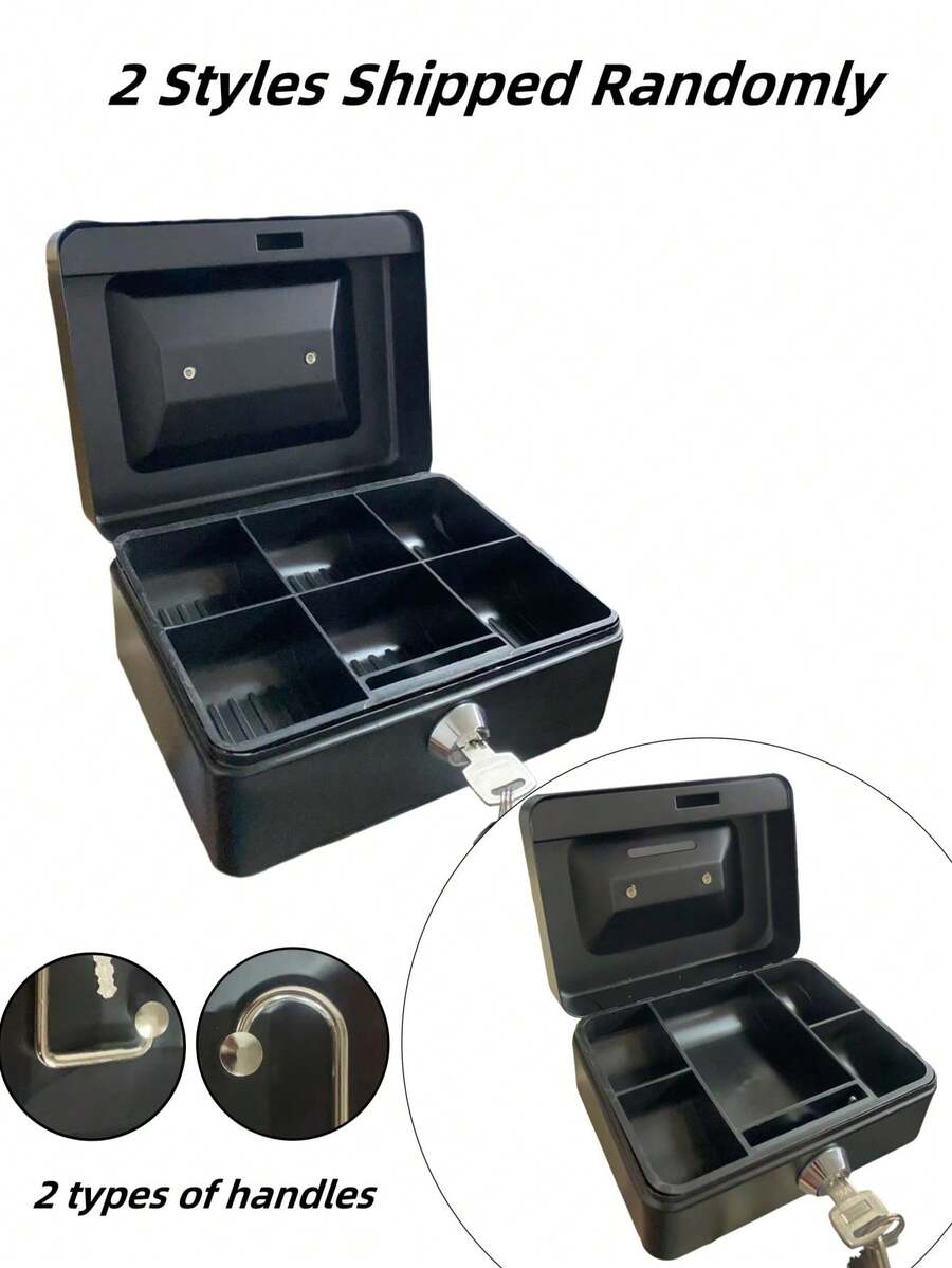 SHEIN 1pc Locking Medium Steel Cash Box With Money Tray, Lock Box Best Gifts