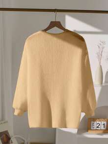 Tween Girl Solid Color Knitted Cardigan Fall Winter - Khaki - View 5