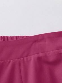 EMERY ROSE 大码女式纯色褶皱阔腿宽松休闲裤 - 玫紅色 - 查看 3