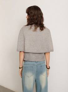 ATUI Studio Damen Mode Herbst Retro Nomaden Cape mit Knöpfen vorne, Rundhals Lässig Poloshirt Pullover Strickjacke, Herbstkleidung für Damen, Herbsttops für Damen, Herbstpullover, Westernmode für Damen, Boho Damenbekleidung, Country Outfits für Damen