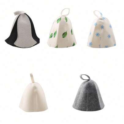 SHEIN 1件装毛毡头部防护浴帽，防热俄式浴帽，桑拿帽，男女通用 - 完美适用于水疗、泳池和浴室，桑拿蒸汽房配件 - 轻便、吸湿、耐热浴帽，适用于桑拿房 - 柔软毛毡水疗帽，适用于温泉，吸水发热，简约设计，灰色，是沐浴和蒸汽浴的理想之选，桑拿配件|情侣帽|速干帽