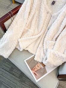 Regalyn Plus Size Elegant Reversible Argyle Pattern Crew Neck Jacket Fall Winter Cloth For Women Autumn