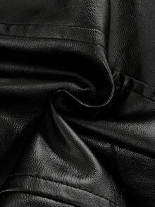 SHEIN Clasi Áo khoác xe máy nữ thanh lịch có khóa kéo phía trước bằng da PU trơn màu cỡ lớn - màu đen - Xem 8