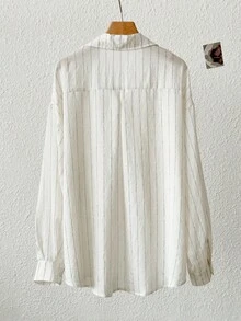 INAWLY 女士休闲条纹樱桃刺绣防晒衬衫，夏季 - 白色 - 查看 2