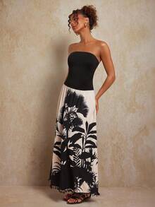 Travachic 女士修身花卉印花连衣裙，时尚夏季 - 黑色 - 查看 5