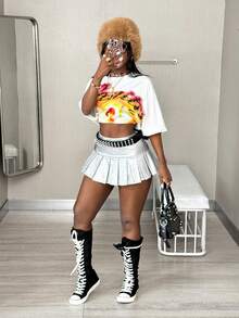 Coolane Women's All-Season Concert Rave Festival Going Out Y2K Glitter Silvery Mini Skirt