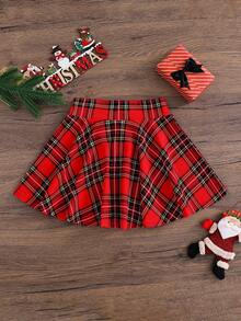 SHEIN Young Girls' Red Plaid A-Line Skirt, Fitted Casual Minimalist Comfortable Criss-Cross Waist Design Pleated Skirt, Suitable For School, Casual, Party, Christmas, New Year, Autumn/Winter Girls Women's Festive Red Plaid A-Line Mini Skirt For Christmas Celebrations Holiday Red Tartan Mini Skirt For Women With Flared A-Line Design Classic Red Plaid Women's Skirt Perfect For Winter Festive Outfits Girls Christmas Plaid Skirt Girls Red Plaid Skirt Red Plaid Skirt Plaid Skirt Plaid Skirt For Girls Fall - Burgundy - View 3
