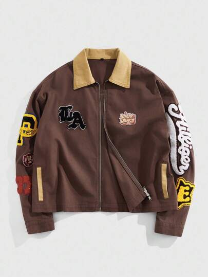 Street Life Men's Patched Vintage Denim Jacket