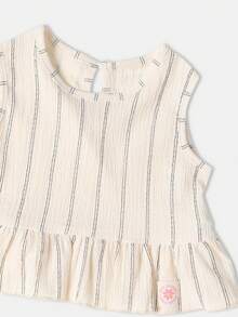 SUMWON Gestreiftes Peplum Top und weite Hose Set, Bademode Urlaubsoutfit, lässig mit Rüschen für den Sommer