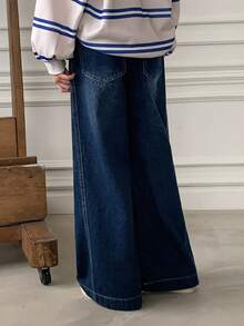 Dazy Kids Tween 女童休闲宽松洗水牛仔裤 - 藍色 - 查看 5