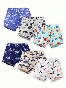 6件装 小男孩卡通汽车印花酷车时尚内裤 - 彩色 - 查看 1
