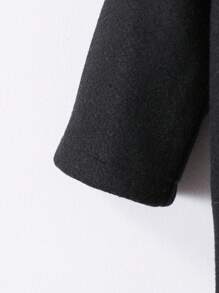 SHEIN Baby Boys' Winter Long Sleeve Double-Breasted Solid Color Fur Collar Mid-Length Coat, Fashionable And Versatile Style, Suitable For Outdoor Travel, Camping, And Home Wear Baby Boy Pom Pom Hat Baby Boy Black Coat Toddler Black Winter Outfit Toddler Winter Coat Baby Boy Winter Clothes Fall