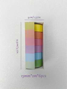 SHEIN 1 Box Multicolored Macaron Washi Tape Set, 6/12 Gradient Color Paper Tape, Cute Fresh Decorative Tape For Girl's Journaling Diy, Students Use Back To School