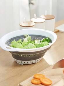 SHEIN 1pc/2pcs Foldable Collapsible Drain Basket, Small/Large, Square/Round Shape, Space-Saving Storage, Convenient For Kitchen Vegetable Fruit Cleaning And Rapid Draining - Multicolor - View 2