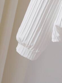 SHEIN Mädchen elegante, süße, niedliche besticktes Bluse mit Peter-Pan-Kragen, aufgeblähte Ärmel Knopfleiste gestreiftes Lässig Prinzessin Hemd, geeignet für Urlaub, Reise, Geburtstag, Frühling/Herbst