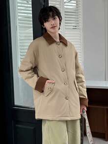 DAZY Youth (Boys) Contrast Color Padded Coat, Fall - Khaki - View 7
