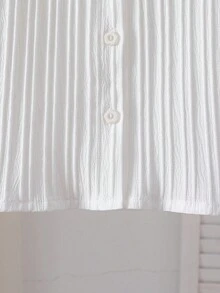 SHEIN Mädchen elegante, süße, niedliche besticktes Bluse mit Peter-Pan-Kragen, aufgeblähte Ärmel Knopfleiste gestreiftes Lässig Prinzessin Hemd, geeignet für Urlaub, Reise, Geburtstag, Frühling/Herbst