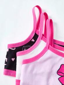 Astro Boy X SHEIN 8pcs Young Girl Cartoon Figure Graphic Camisole Bra And Boyshorts Panty Set, Cute Underwear Set, Girls Tank Top Sets, Girls Boxers Set - Pink - View 5