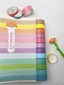 SHEIN 1 Box Multicolored Macaron Washi Tape Set, 6/12 Gradient Color Paper Tape, Cute Fresh Decorative Tape For Girl's Journaling Diy, Students Use Back To School