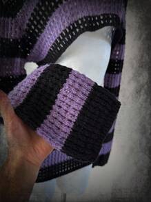 SHEIN Unity Y2K 女款露肩短款镂空针织上衣和迷你裙套装 - 彩色 - 查看 5