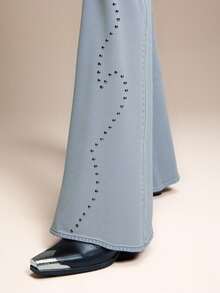 WESTFADE Vaqueros de tiro alto con patas acampanadas, estilo country western, con tachuelas, para la vaquera de Nashville - Lavado ligero - Ver 5