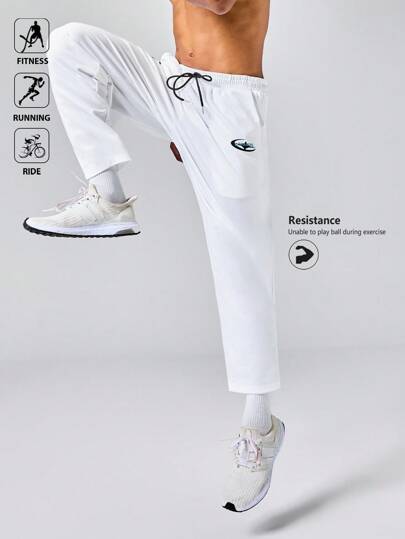Manfinity Acti Log Men's Letter Print Drawstring Waist Pocket Casual Sports Pants Sweat Pants