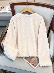 Regalyn Plus Size Elegant Reversible Argyle Pattern Crew Neck Jacket Fall Winter Cloth For Women Autumn