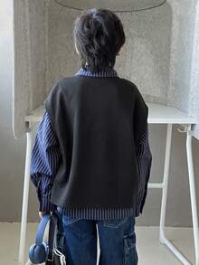 DAZY 秋季男童宽松休闲条纹衬衫和背心两件套