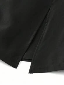 Chiquease Falda-pantalón De Color Sólido Con Abertura - Negro - Ver 5