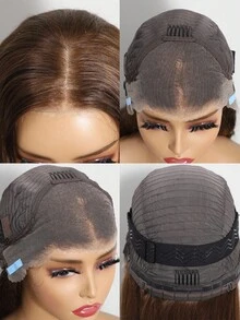 ALL READY WIG Glueless13x4 Chocolate Brown Lace Front Wigs Human Hair With Baby Hair 180 Density Straight Lace Frontal Human Hair Wigs Pre Plucked Hairline 4# Brown Wig 26 Inch - S4 - View 7