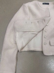 Franclia 女式纯色长袖金属单排扣休闲夹克，秋冬