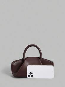 Ontre 女士时尚双环手柄手提包，适合日常使用 - 咖啡 - 查看 3