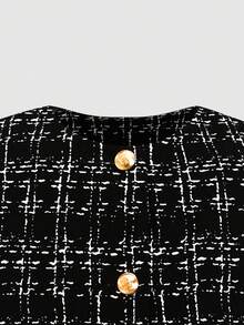 SHEIN Teen Girl Casual Minimalist Comfortable Round Neck Cardigan And Skirt Set