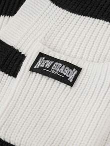 SHEIN Young Girl Casual Colorblock Striped Cardigan, Autumn/Winter Fall - Black and White - View 6