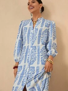 Bóhologie Đầm Maxi Dài Đi Nghỉ In Hoa Cho Nữ - Màu xanh lam - Xem 4