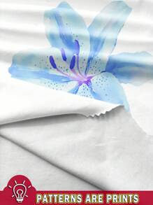 Aloruh 女士休闲蓝百合花卉印花抹胸短款上衣，适合夏季、海滩、音乐节 - 彩色 - 查看 3