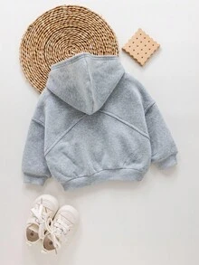 SHEIN Cute Grey Long Sleeve Hoodie Sweatshirt For Baby Girl, Autumn/Winter Fall - Grey - View 10