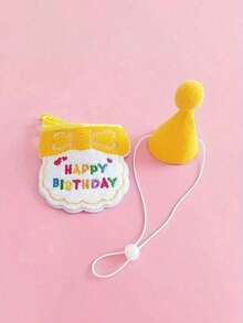 PETSIN 2pcs/Set Pet Cat Dog Birthday Costume, Made Of Polyester, Cartoon Cute Accessories For Birthday, Party, Holiday Celebration