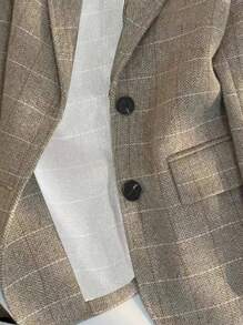 Franclia 女士时尚格子翻领长袖西装外套