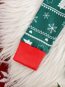 2 件男童简约圣诞树和雪花印花长袖上衣和紧身裤睡衣套装 - 綠色 - 查看 4