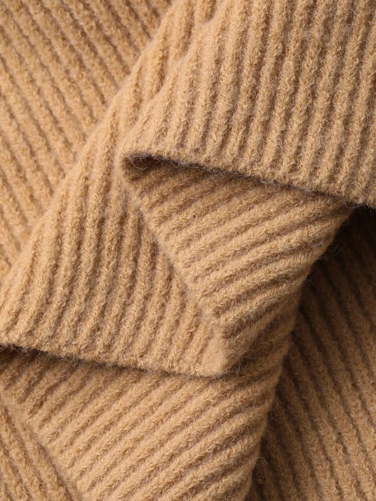 Open Shoulder Sweater, Loose High Collar Slouchy Sweater For Women, High-End Feel, Autumn/Winter
