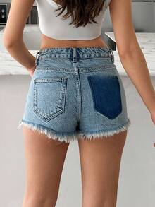 EURMUSE Low Waist Frayed Hem Mini Denim Short Women Denim Shorts Short Outfits For Women Summer Outfits For Women Shorts Short Jeans For Woman - Light Wash - View 2