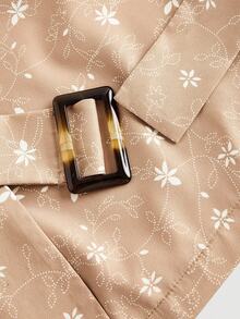 SHEIN MOD 秋冬大码碎花无袖风衣夹克 - 棕色 - 查看 5