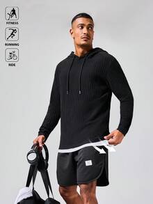 Manfinity Sport Polished Men's Casual Solid Color Hooded Sweatshirt