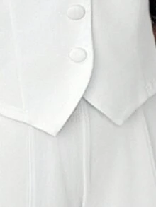 SHEIN SXY 三件套：深蓝色长袖西装外套、马甲和长裤，性感通勤约会套装，适合秋冬季、商务、复古、派对、度假、外出、老钱、妩媚动人、舞会、情人节、邮轮旅行、通勤、层次感丰富的搭配、约会之夜、聚会、极简主义、生日、正式场合、假期、休闲、端庄、时尚、休闲、购物、街头风、外出等场合。女士套装 白色西装 白色西装外套套装 秋季 - 白色 - 查看 6