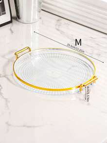 SHEIN 1 件钻石纹理双层/单层托盘带手柄，现代双手柄托盘，适用于家庭 - 無色 - 查看 9