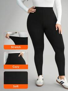 Comfylo Plus Size Women's Casual Solid Color Leggings, Versatile & Minimalist  Work/Office Gym Fall Women Clothes Fall Clothes Plus Size Fall Outfits For Women  Fall Outfits Women Chic,Fall Clothes For Women Stretch Leggings Plus Size Plus Size Yoga Pants Plus Size Leggings High Waisted Leggings Plus Size Plus Size Tights Going Out